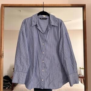 Zara Blue and White Striped Shirt